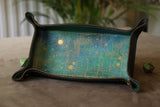 Green Galaxy Chart dice tray - gold inlay