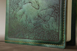 The Bumblebee notebook - green leather with gold inlay